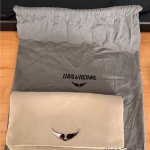 Zadig & Voltaire Beige Clutch with Silver Accent